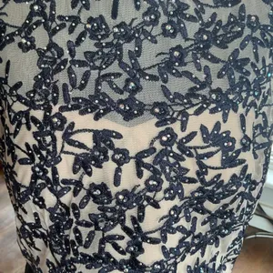 Vintage Women Black Floral Embroidered Rhinestone Crop Top‎ Keyhole Back 13 thumbnail 3
