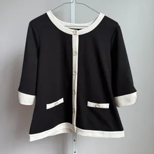 Covington sz M black white open button cardigan‎ thumbnail 1