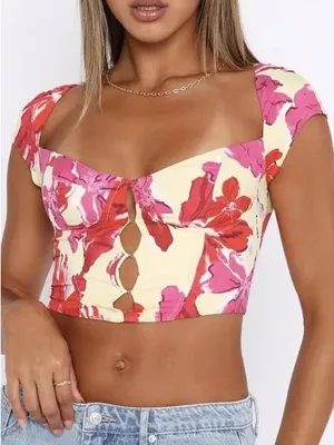 White Fox Boutique Spring Fling Bustier in Lemon Wildflower size medium thumbnail 3