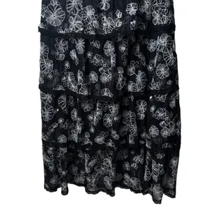 Bossa Concept Black and White Floral Lace Crop Top Maxi Skirt Set Feminine‎ L thumbnail 9