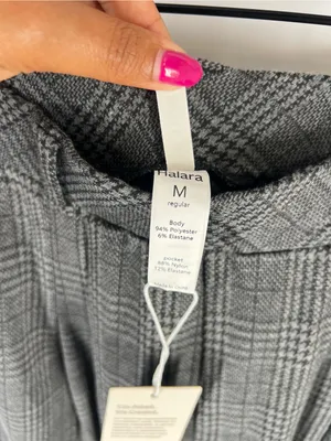 Halara High Rise Wide Leg Plaid Pants Gray Stretch Pull On Size M thumbnail 7