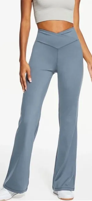 AEROPOSTALE Flare Flex Crossover High-Rise Pants Gray S thumbnail 1