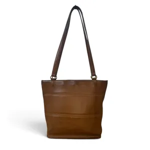 Vintage 90's Coach 9093 Tribeca Shopper Zip Top Tote Bag Y2K British Tan Leather thumbnail 14