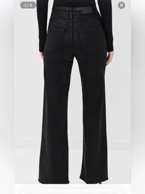 PAIGE Aneesa Coated Black Wide-Leg Pants Size 27 thumbnail 2