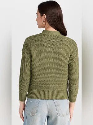 Alex Mill Faded Grove Green Nico Chunky Cardigan Sweater thumbnail 2