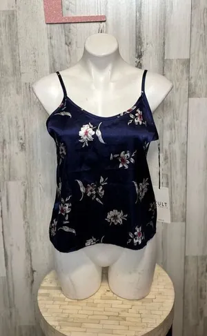 Floral silk tank top size large Blue thumbnail 1