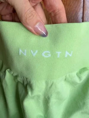 NVGTN Pastel Lime Green Seamless Biker Shorts High Waist Contour Knit Size Small thumbnail 3
