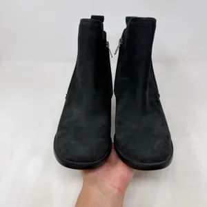 [UGG] Black Pixley Suede Leather Chunky Block Heel Round Toe Ankle Boots Sz 9.5 thumbnail 4
