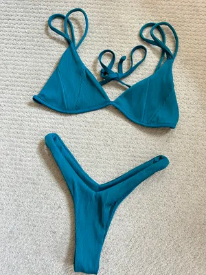 Kulani Kinis teal “Cactus Ribbed” Bikini Set thumbnail 2