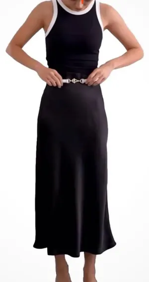 ZARA V Lines Satin Skirt Size S thumbnail 1