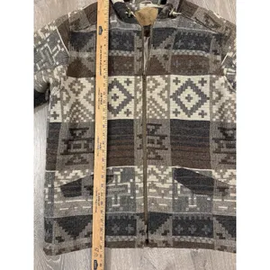 Woolrich Womens Sz L Aztec Southwestern Hooded Coat Jacket Full Zip Wool Blend thumbnail 5