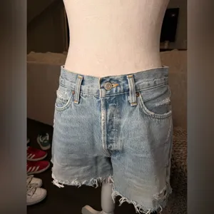 Agolde Blue Jean Shorts with Frayed Hem thumbnail 2