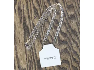 NWT Calvin Klein Silver Mariner Link Flat Chain Necklace Silver Gray 20" thumbnail 3