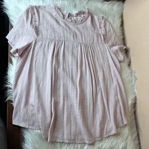 Bohme Ruffle Short Sleeve Top in Rose Size Small thumbnail 12