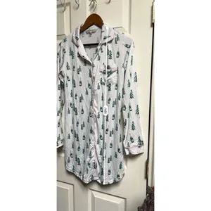 The Royal Standard Champagne Christmas‎ Tree Sleep Shirt Nightgown Small White thumbnail 5