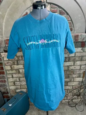 T shirt Santa Barbara embroidered blue green pink thumbnail 1