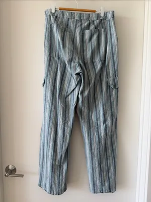 Mango Striped Blue Cargo Pants thumbnail 4