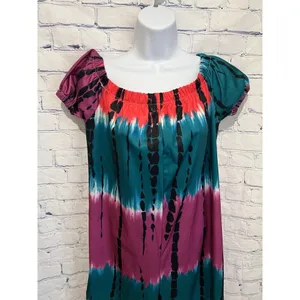 Tie Dye Off the Shoulder Jumpsuit with Pockets, Casual Polyester Large thumbnail 4