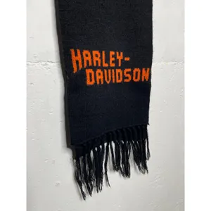Vintage Harley- Davidson Acrylic Scarf Black Orange made in USA thumbnail 3