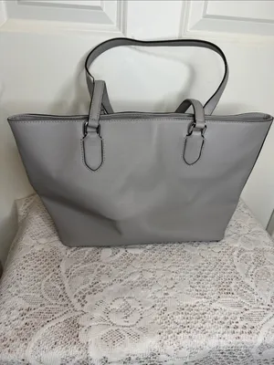 Kate Spade Light gray Saffiano Leather Tote shoulder bag purse thumbnail 5