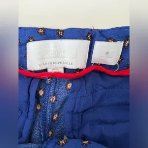 Anthropologie Ett Twa Printed Wide Leg Floral Pants Royal Blue 6 thumbnail 4