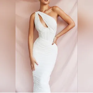 NWOT House of cb Valentina one shoulder Bustier dress in ivory sz XS thumbnail 2