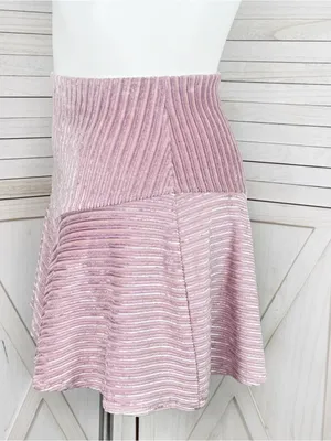 Free People Camden Velour Corduroy Skater Mini Skirt Pink Large Ballet Fairy thumbnail 3