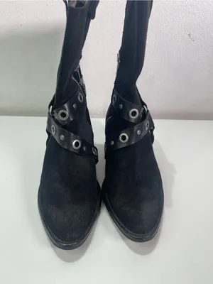 Free People x Faryl Robin Boots Barrel Harness Black Leather Western Biker Wmn 8 thumbnail 2