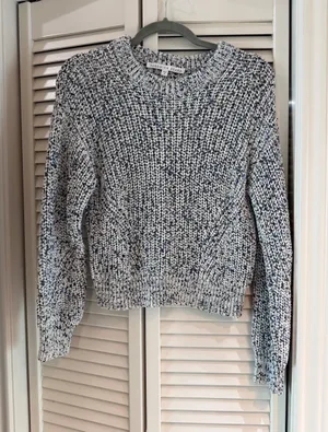 Veronica Beard Blue and Cream Marled Crewneck Sweater thumbnail 1