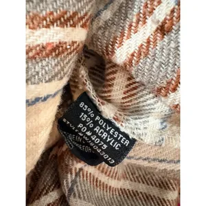 Timing Womens Plaid Oversized Shacket‎ Button Up Flannel Jacket Tan Blue L thumbnail 7