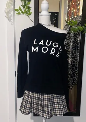 Divided “laugh more” sweater thumbnail 1