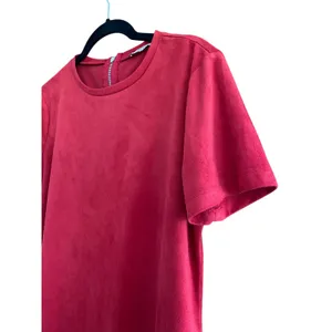 Zara Faux Suede Red Short Sleeve Dress Size Medium thumbnail 2