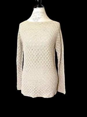 MAG Gold Knit Oversized Boatneck Sweater Sz XS thumbnail 2