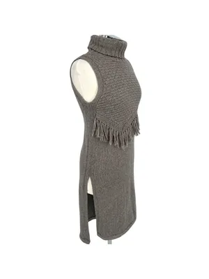 Anthropologie Nomad Morgan Carper Fringe Sweater Dress Gray Western Size Small thumbnail 4