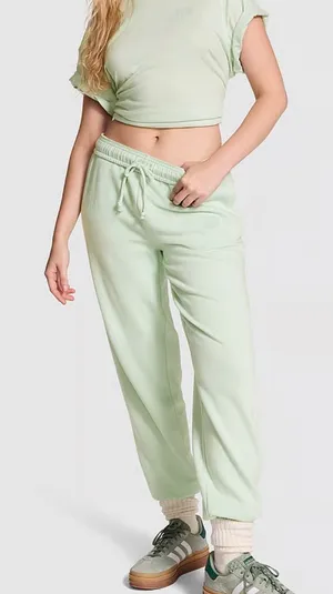 Pink Victoria's Secret Ivy Fleece‎ Campus Sweatpants in yellow thumbnail 1