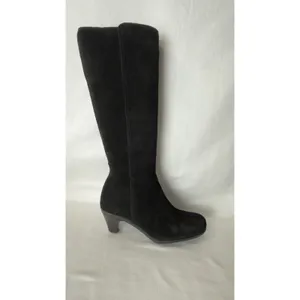 La Canadienne Black Suede Tall Knee High Heeled Boots Women's Size 6 M thumbnail 5