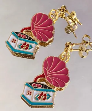 Retro Vinyl Record Player Earrings thumbnail 1