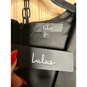 NWT Lulus Impressive Presence Black Collared Straight Leg Jumpsuit Classy Sz L thumbnail 4