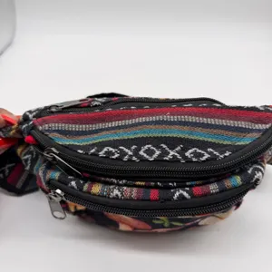 Boho Mushroom Woven Waist Pack Festival Hip Bag Multicolor Striped Fanny Pack thumbnail 9