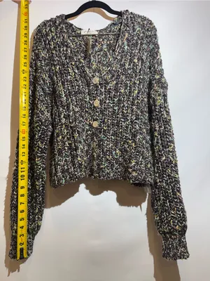 NWT Free People Multicolor Speckled Chunky Button Flea Market Cardigan Size M thumbnail 5