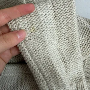 Banana Republic cream cable soft thick knit crewneck sweater cotton neutral S thumbnail 10