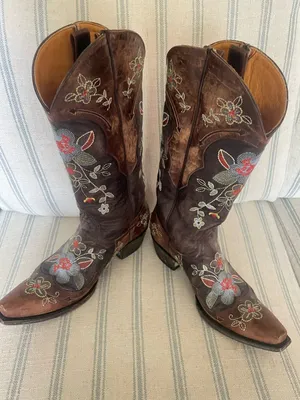 Old Gringo Bonnie 13" Floral Embroidered Leather Western Boots 7.5 B Style L649 thumbnail 3