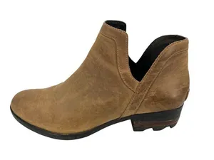 Sorel Lolla Leather Ankle Booties Brown Slip-On Waterproof Size 11 thumbnail 1