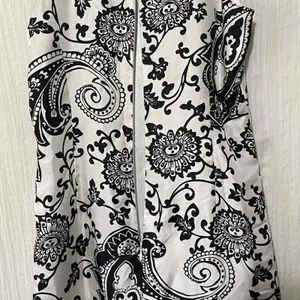White House Black Market Silk Paisley Sheath Dress Black White Size 4 thumbnail 11