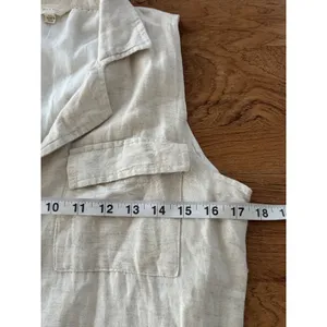 Sih & Sam Women Oatmeal Beige Linen Blend Belted Utility Button Front Dress M thumbnail 6