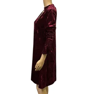 Marc Bouwer Unlimited Burgundy Crushed Velvet Bell Sleeve Keyhole Dress Womens M thumbnail 10