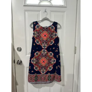 Altar'd State Shift Dress Boho Mandala Navy Blue Paisley Print Sleeveless Size M thumbnail 3