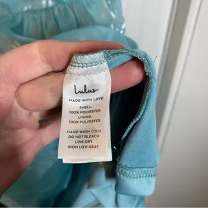 Lulus Thriving Darling Shiny Teal Blue Mermaidcore Sleeveless Tiered Mini‎ dress thumbnail 5