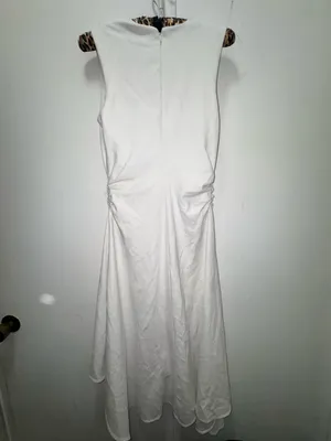 COS V-Neck White Asymmetrical Sleeveless Maxi Dress Size XS thumbnail 9