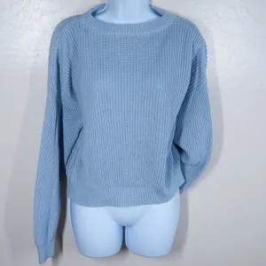 Brandy Melville Light Blue Ribbed‎ Knit Cropped Sweater thumbnail 8